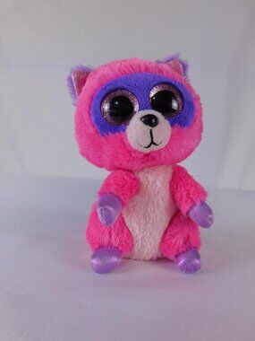 Ty Roxie Pink Purple Raccoon Plush Stuffed Toy Small Big Glitter Eyes Washable